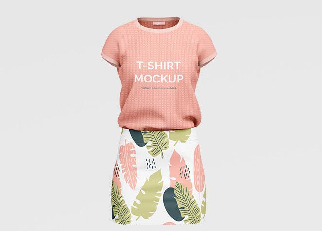 T-Shirt and Skirt Outfit Free Mockup