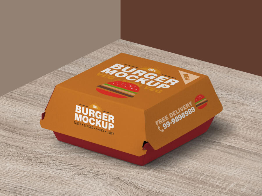 Top View Burger Box Free Mockup