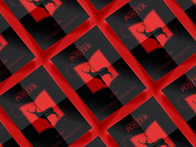 A3 Paper Grid Branding Poster Free Mockup