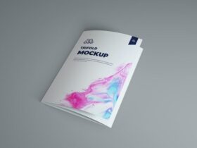Folded Trifold Brochure Free Mockup