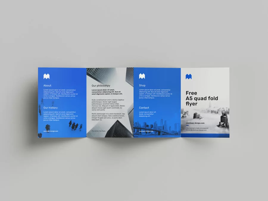 Free A5 Quad fold Flyer Mockup