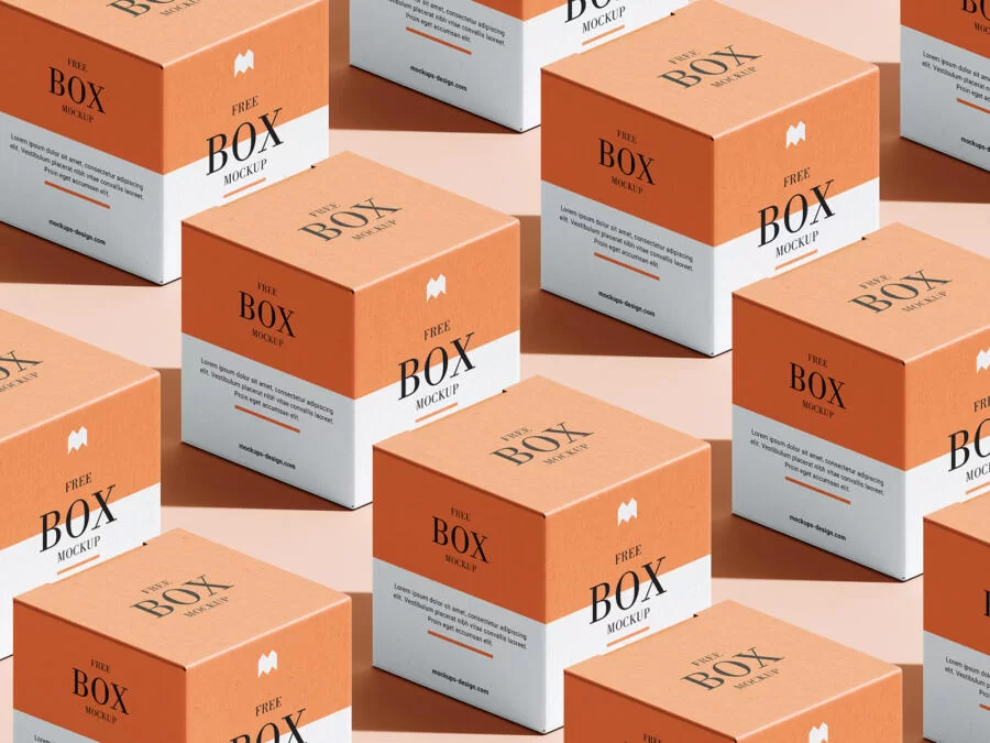 Free Box (in grid layout) Mockup Set