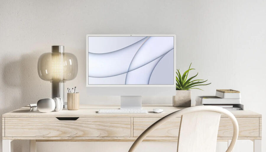 Free iMac Pro on Desk Mockup