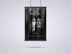 Hanging 24×36 Modern Poster Free Mockup