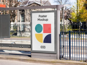 Poster on Bus Stop Free Mockup