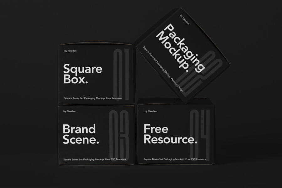 Square Boxes Packaging Mockup Set