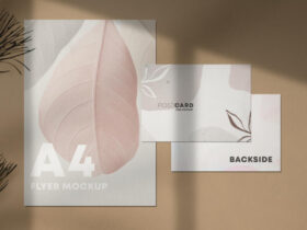 Free A4 Flyer & Postcard Mockup (PSD)