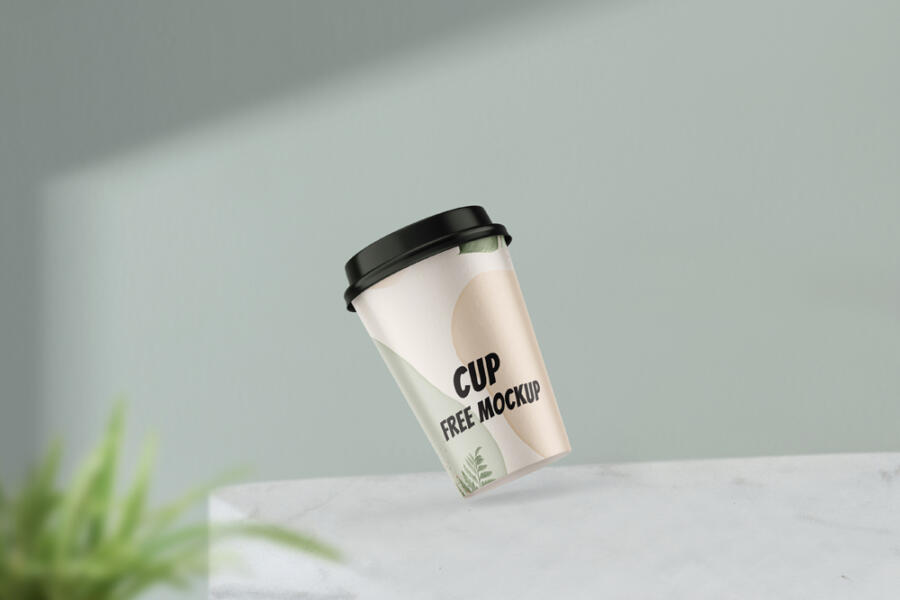 Gravity Coffee Cup Free Mockup (PSD)