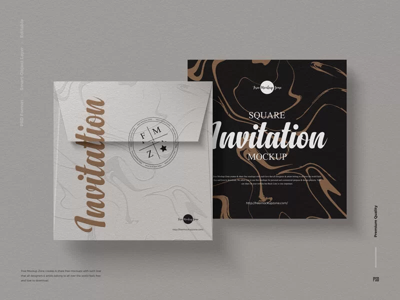 Square Invitation Card Free Mockup