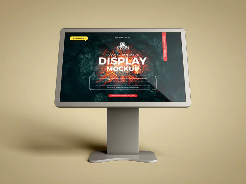 Touch Screen Digital Display Free Mockup