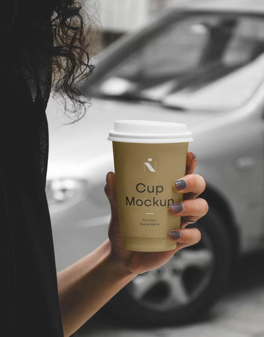 Woman Holding Cafe Cup Free Mockup