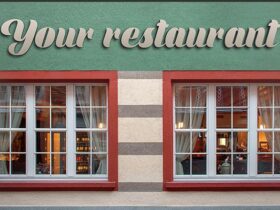 3d Logo Sign on Restaurant Facade Free Mockup