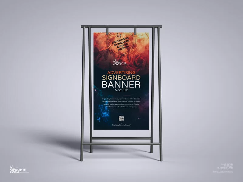 Advertising Signboard Banner Free Mockup