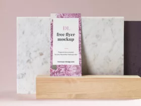 DL Flyer on Marble Free Mockup