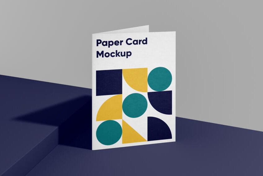 Folded A4 Paper Card Free Mockup