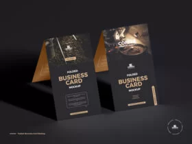 Free Folded Business Card Mockup
