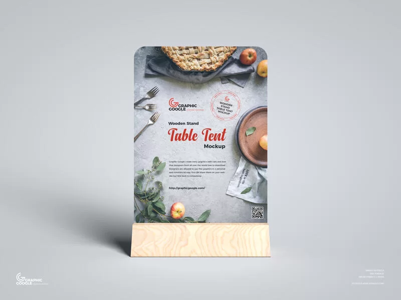 Free Wooden Stand Table Tent Mockup