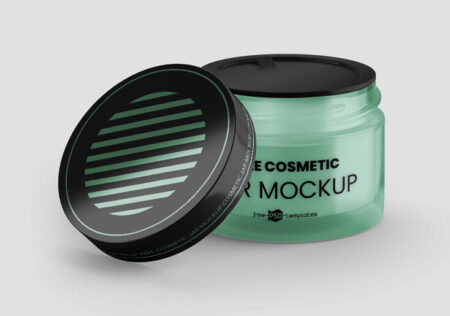 Download Glass Cosmetic Jar Free Mockup - FreeMockup