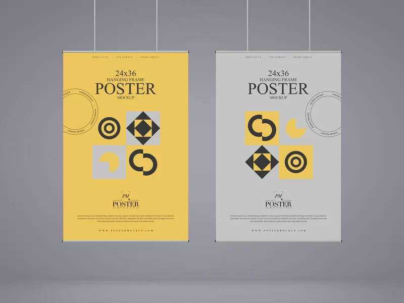 Hanging Frame 24×36 Poster Free Mockup
