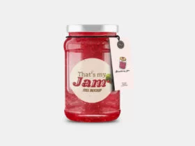 Jam Jar Bottle with Tag Free Mockup