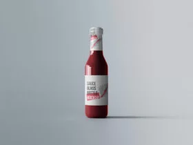Sauce Glass Bottle Free Mockup