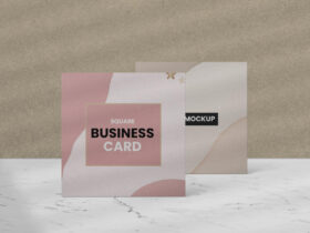 Standing Square Business Card Free Mockup