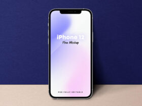 Standing iPhone 12 Free Mockup