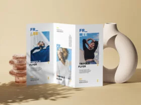 Tri-fold DL Flyer Scene Free Mockup