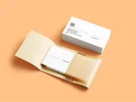 Business Cards & Leather Card Holder Free Mockup