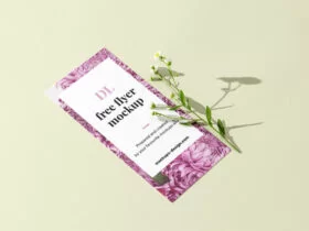 DL flyer with flower Free Mockup (PSD)