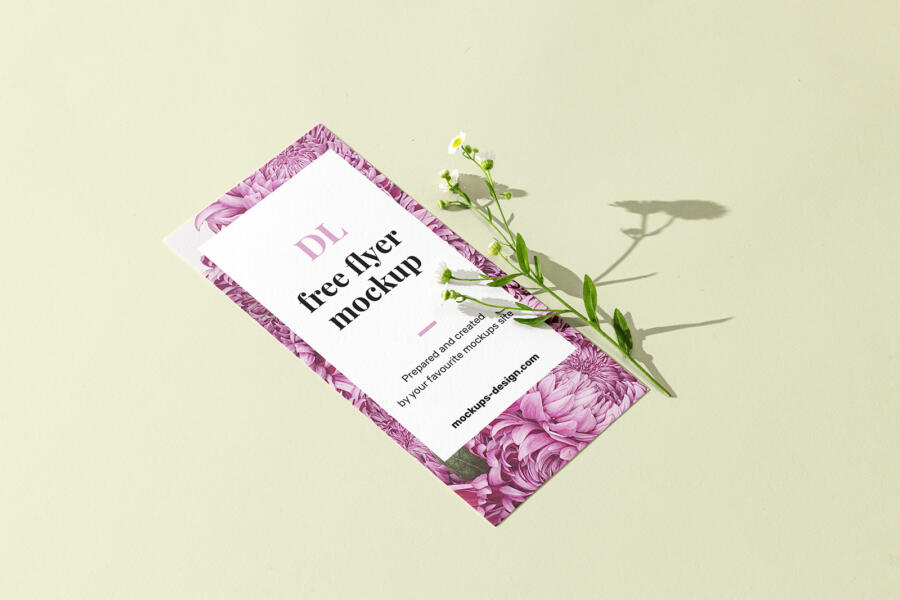 DL flyer with flower Free Mockup (PSD)