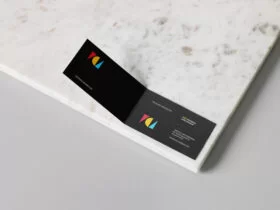 Folded Business Card Free Mockup