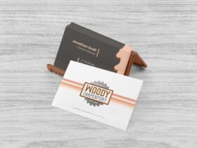 Free Business Card With Holder Mockup