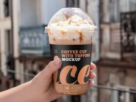 Free Iced Coffee Cup with Topping Mockup