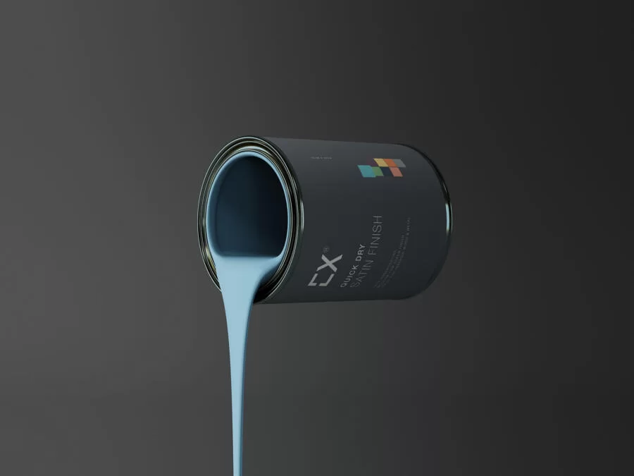 Pouring Paint Metal Bucket Free Mockup