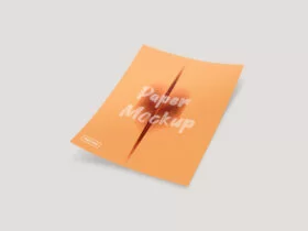 Single Isometric Paper Free Mockup