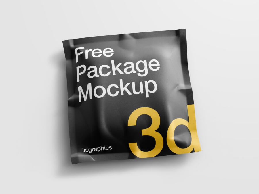 Square Pouch Realistic 3D Free Mockup