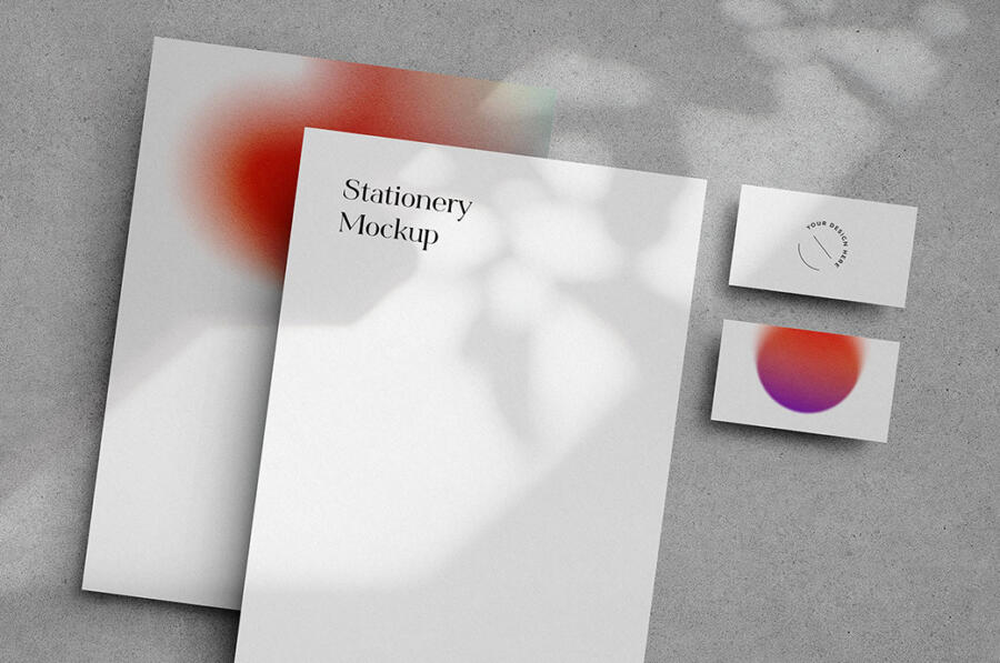 Free Lively Shadows Stationery Mockup