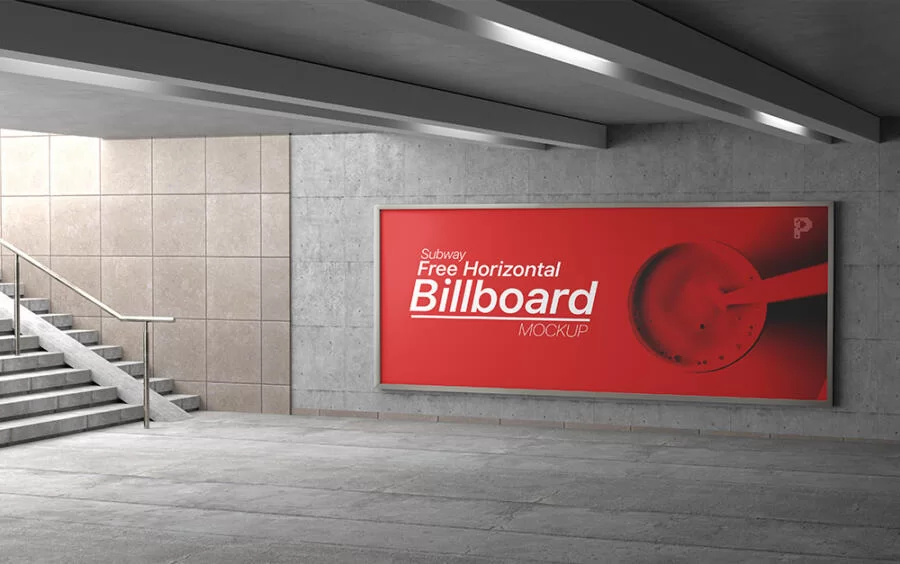 Free Subway Horizontal Billboard Mockup