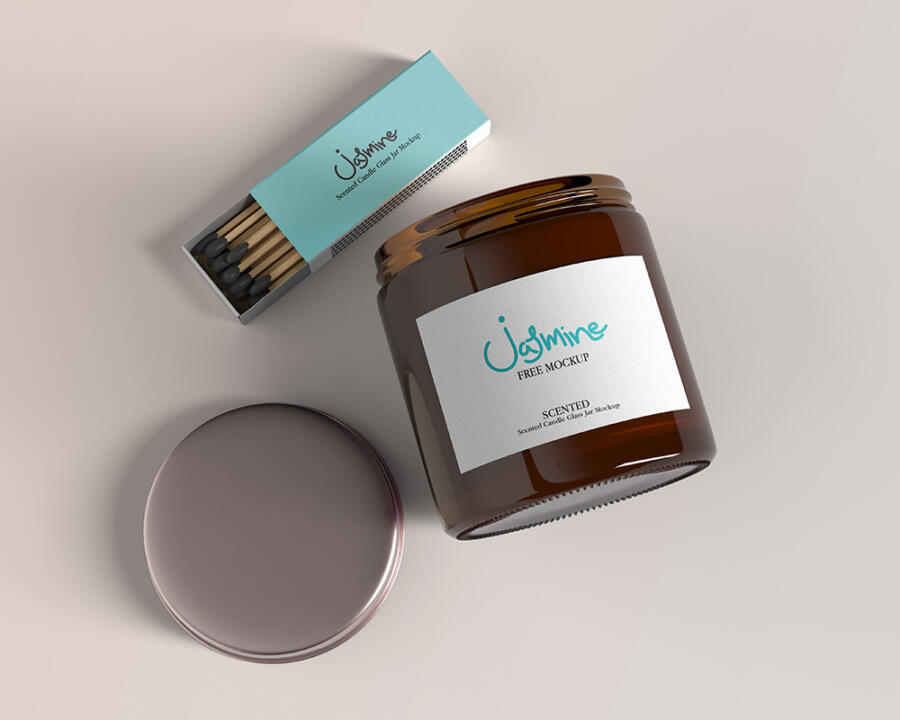 Scented Candle Glass Jar Free Mockup