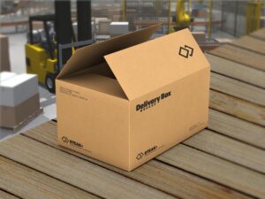 Free Cardboard Packaging Delivery Box Mockup