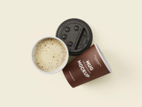 Free Coffee Cup Top View Mockup