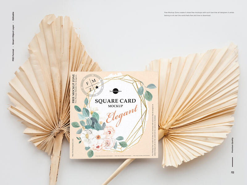 Free Elegant Square Card Mockup