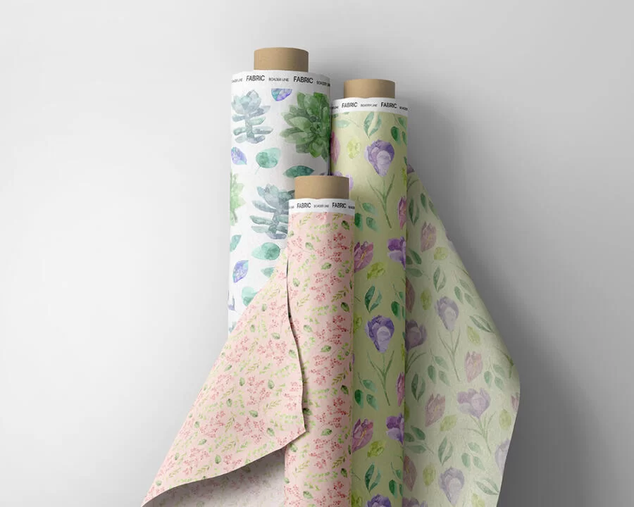Free Fabric Rolls Mockup