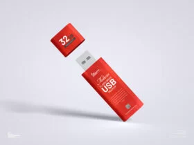 Free Modern Flash Drive USB Mockup