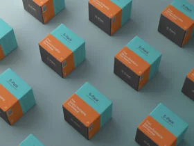 Free Square Packaging Box Mockup