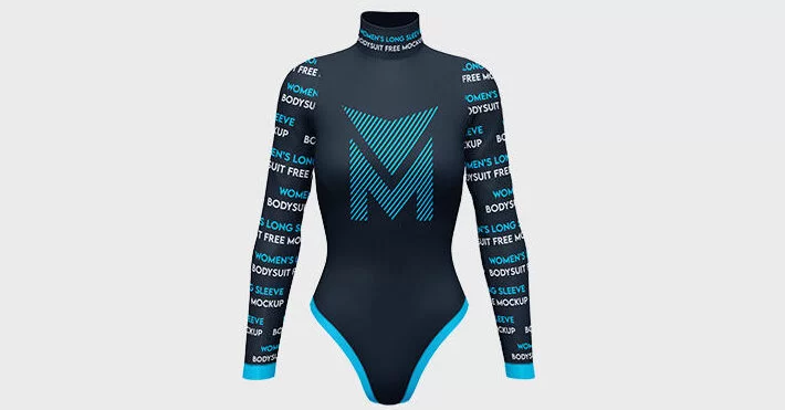 Free Womens Long Sleeve Bodysuit Mockup