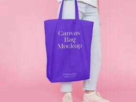 Canvas Bag with Jeans Free Mockup