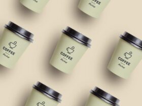 Coffee Cups in Perspective view Free Mockup
