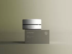 Cream Jar with Box Free Mockup